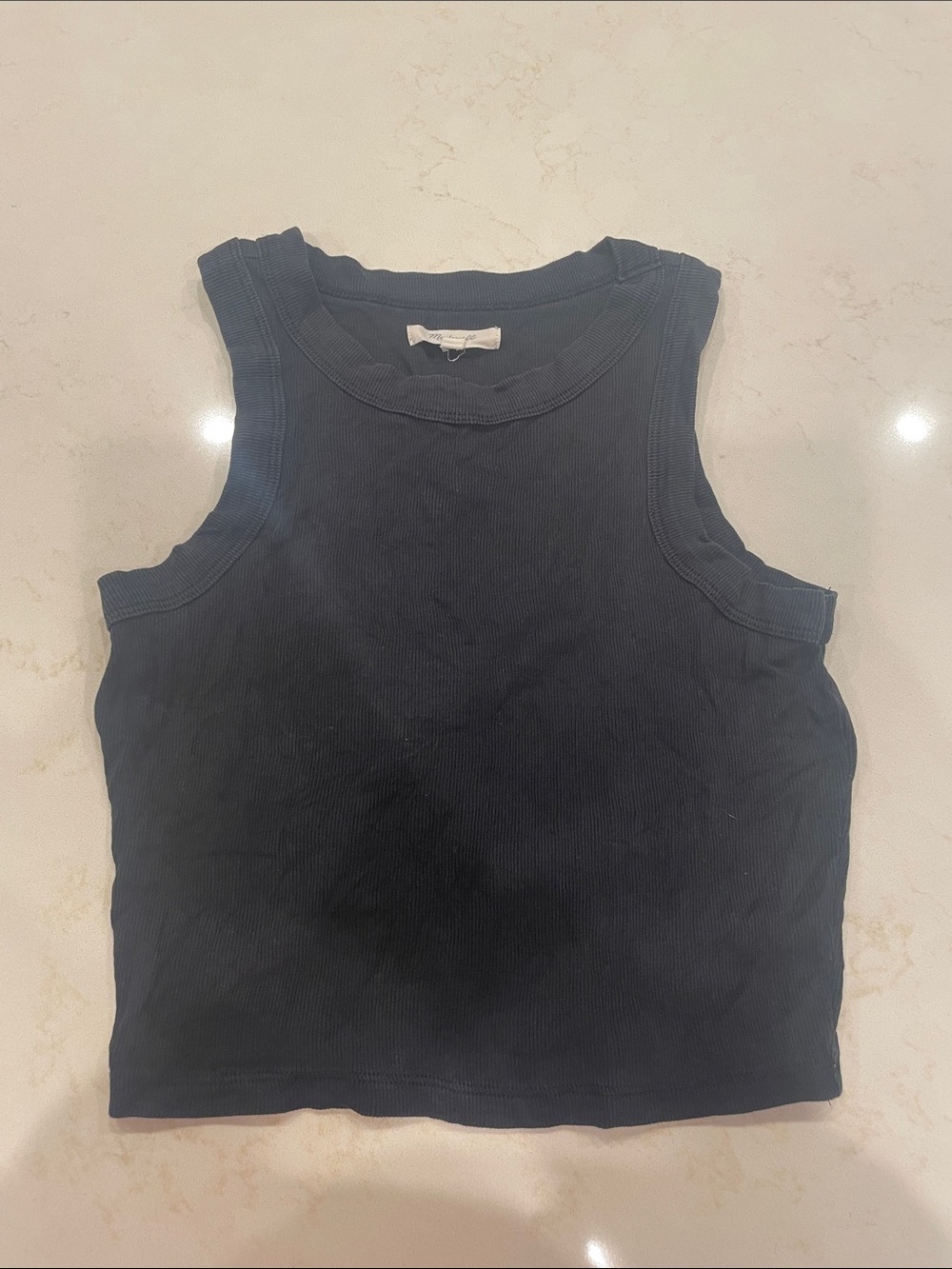 MADEWELL Classic Sleeveless Ribbed Tank Top - Black SIZE XS